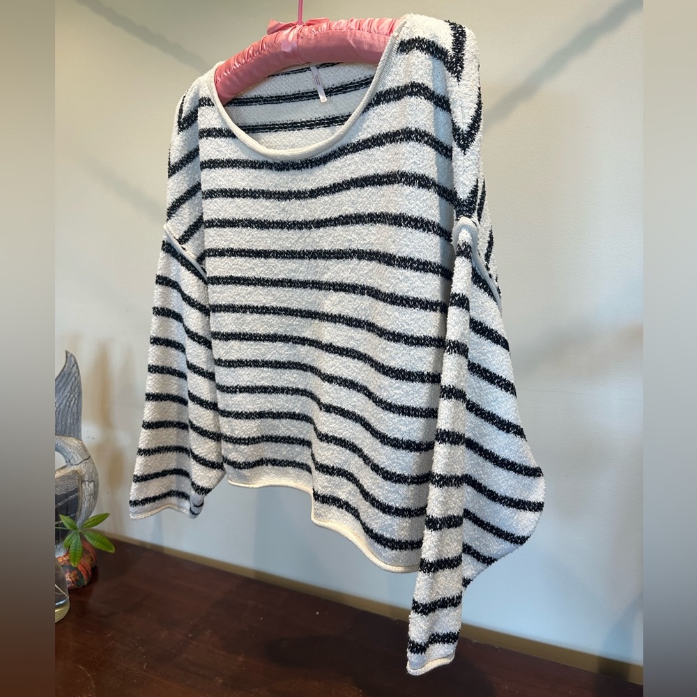 Free People - Bardot Black and White Striped Sweater - XS